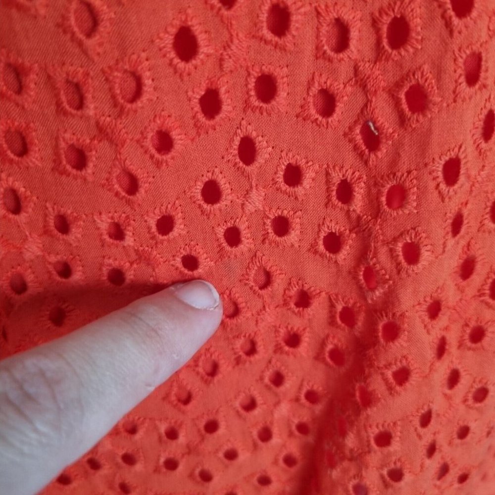 Review Bright Orange Cotton Eyelet A-Line Skirt Size 8 - Picture 6 of 6